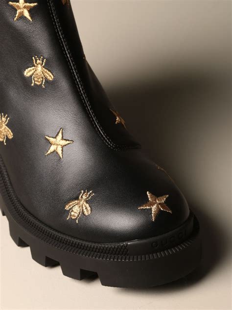 black boots with bees from gucci|Gucci ace embroidered bee.